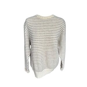 Vintage Cream & Gray Knit Wool-Blend Sweater Large